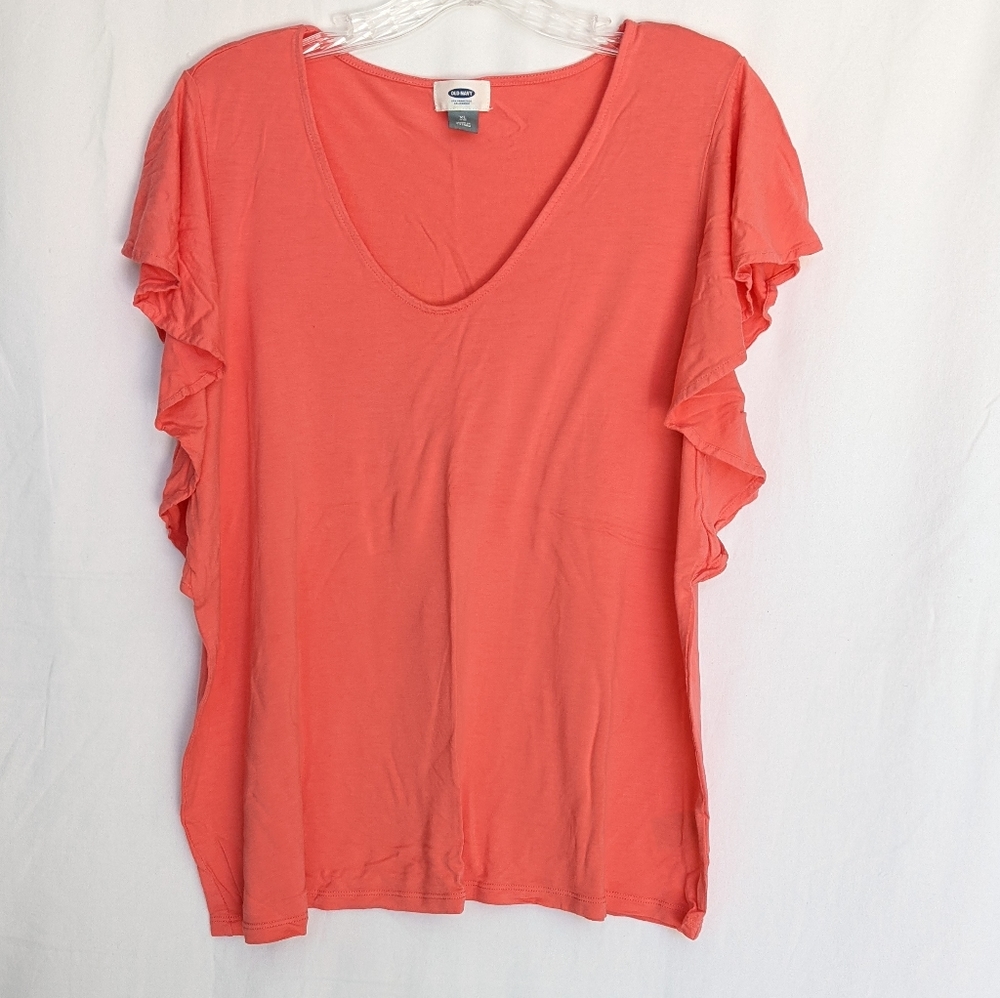 Coral flutter sleeve Old Navy top